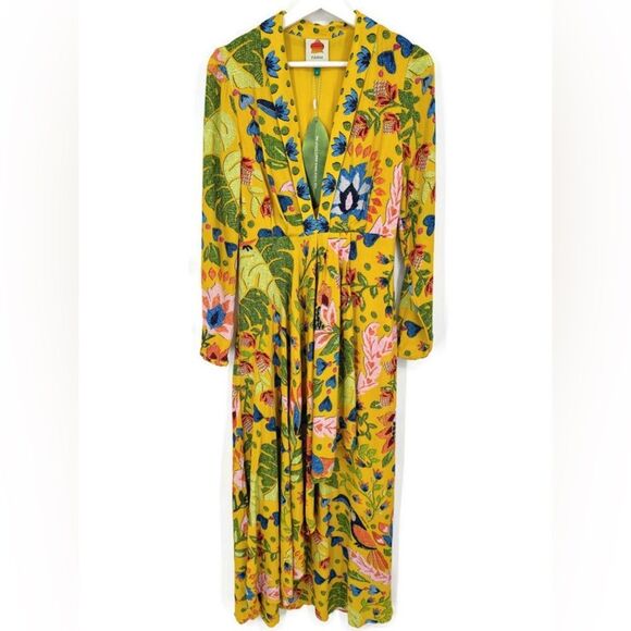 FARM Rio Yellow Summer Garden Maxi Dress Small - worn once - Picture 3 of 10